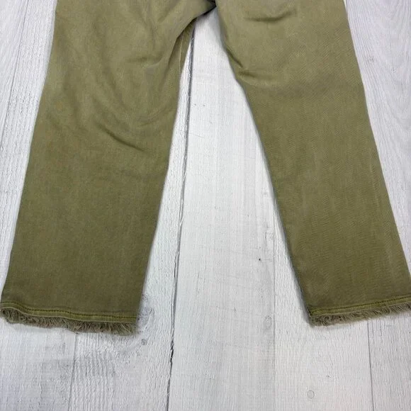 J Jill Cropped Straight Jeans Womens Olive Green Stretch Denim Frayed Hem SIze 6 - Picture 9 of 12